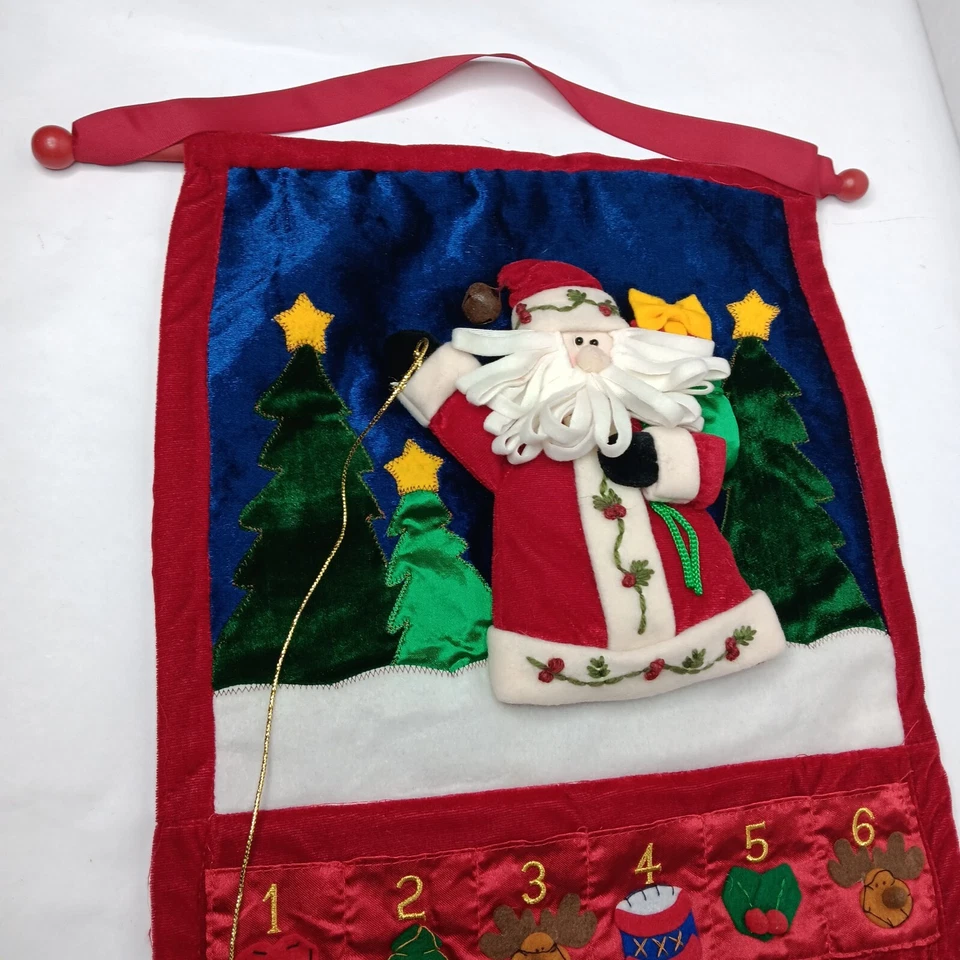 Calendario de Adviento de Navidad Santa Cuenta Regresiva Colgante de Pared Dan Dee Terciopelo Estrella 27.5" Foto 3 de 4