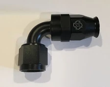 W606 -6AN / 90 degree Hose End / PTFE / Teflon Swivel 6 AN Fitting -6 BLACK