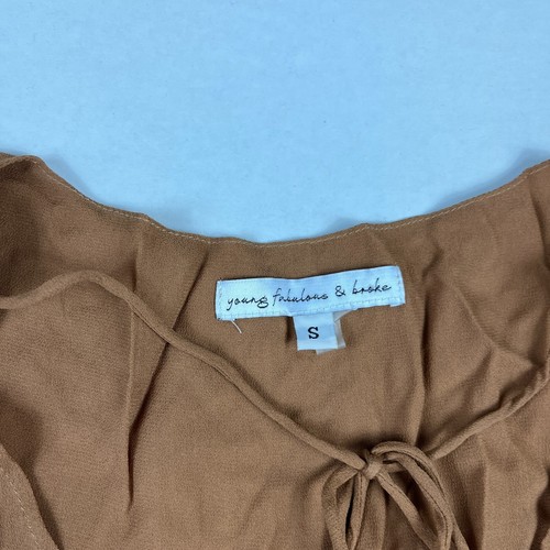 Young Fabulous & Broke Babydoll Rosa Mini Dress Brown Gypsy Long Sleeve SMALL - Picture 5 of 11