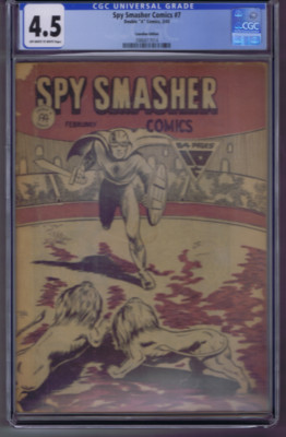 Spy Smasher Comics V1 #7 Double ''A'' Pub 1943 CANADIAN EDITION CGC 4.5 ( VG +)