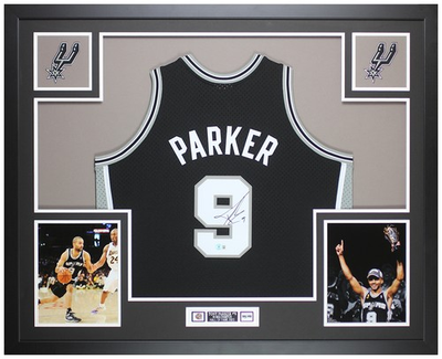 #ad Tony Parker Autographed amp; Framed Black San Antonio Jersey Auto Beckett COA $795.00
