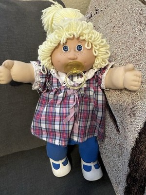 Vintage Jesmar Cabbage Patch Kid Blonde Blue Eyes Freckles Paci