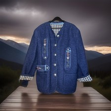 Sch&ouml;ner Damen Trachtenjanker / Trachtenjacke Gr. 42 rein Schurwolle Peter Hahn