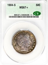 1904-S BARBER 50C CACG MS 67+
