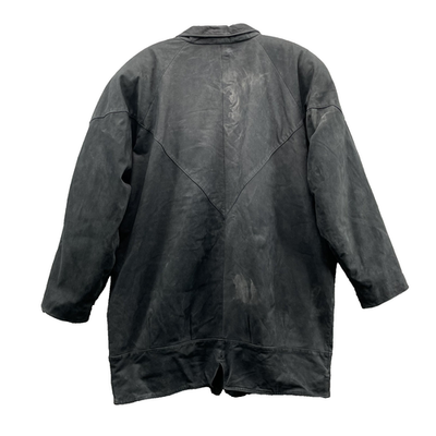 VTG Express 100% Leather Jacket Men's Large Shoulder Pads Retro