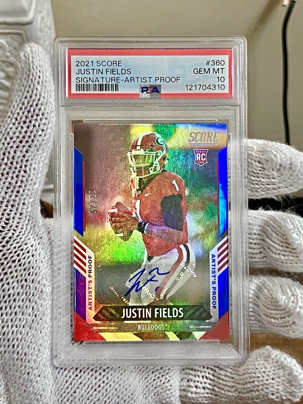 Justin Fields 2021 Score Artist Proof POP 2 Auto /35 PSA 10 RC Rookie Gem Mint