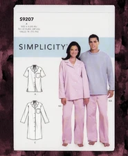 Nightshirt, Pajama Tops & Pants Sewing Pattern, Unisex (XS-XL) Simplicity 9207