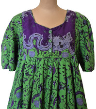 Only Necessities Women's Muumuu Dress Green Purple Flowers Plus Size 26/28 2X