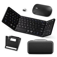Foldable Keyboard and Mouse, USB-C Rechargeable Folding Wireless Bluetooth Ke...