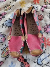 Womens Socofy Slip On Shoes Size 41/10 Pink Blue Floral Driving Moccasins Casual