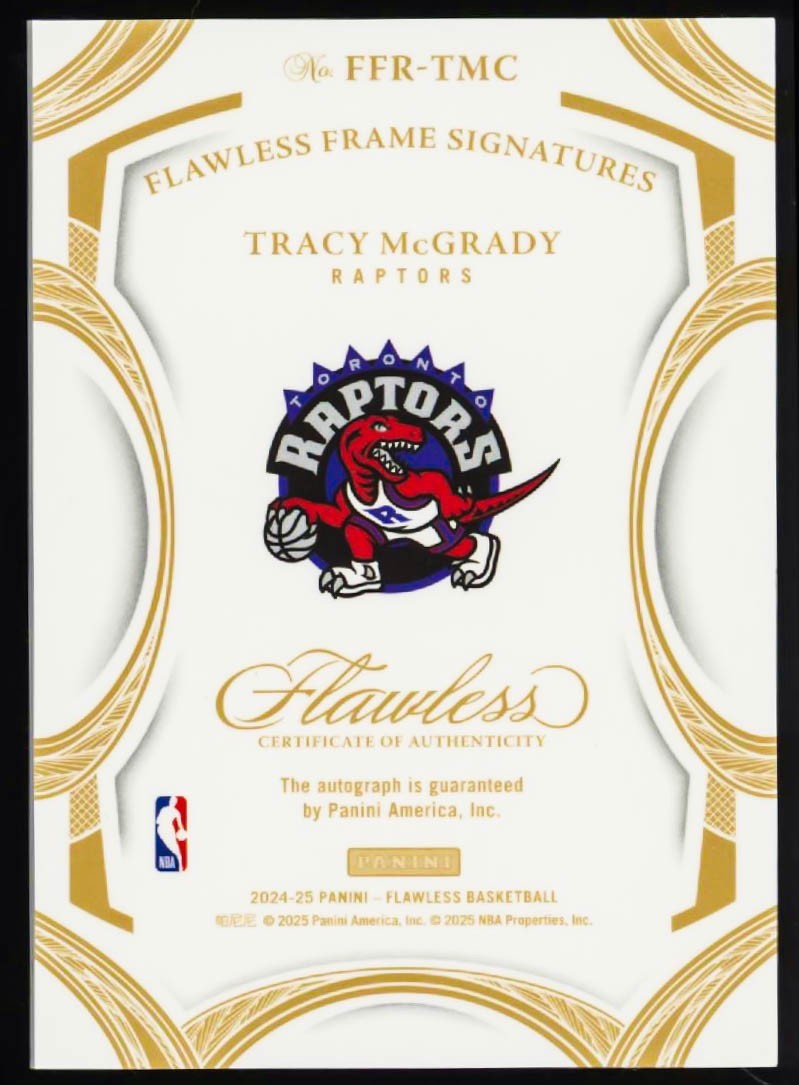 2025 Panini Flawless Tracy McGrady Auto #17/25 Gold Frame Signatures Autograph view 2