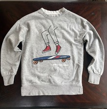 Zara Kids Boys Sweatshirt 11/12 Gray Pullover Fleece Skateboard Graphic