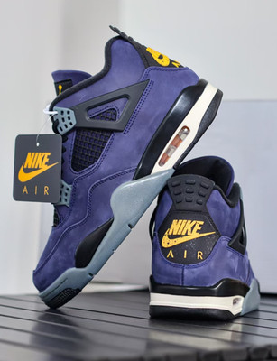 Jordan 4  Lakers  Retro Men's Black Basketball Shoes Mid-Top