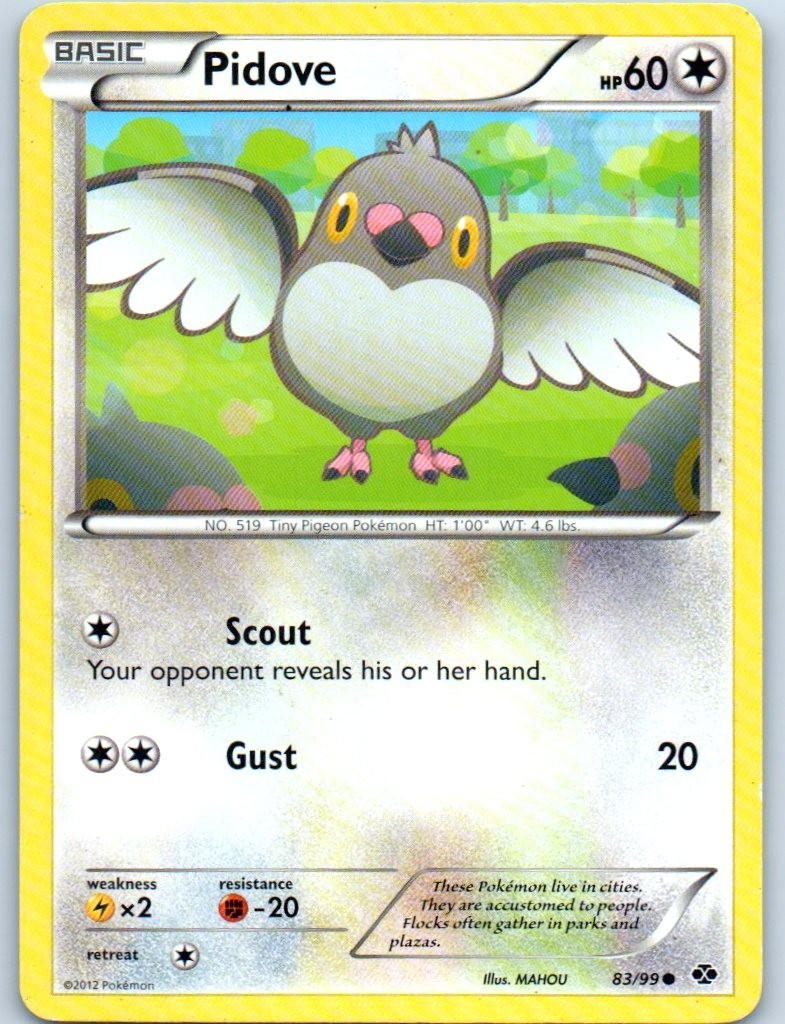 Pidove 2012 83/99 Common Pokemon Trading Card Regular 