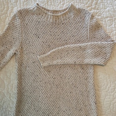 Loft Speckled Marled Cream Pullover Tunic Sweater Women's Size Small