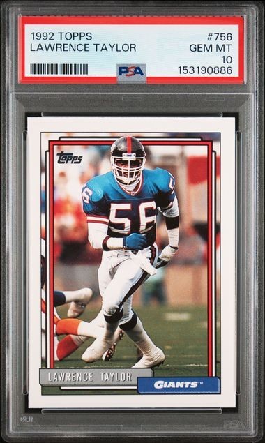 1992 Topps #756 Lawrence Taylor Card PSA 10 RARE Pop 75 HOF New York Giants
