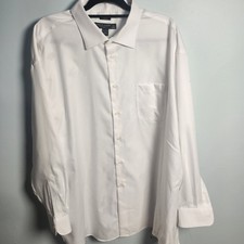 Pronto Uomo Dress Shirt Mens 19 34/35 White Classic Fit Cotton Button Front