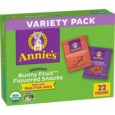 Annie's Organic Bunny Fruit Flavored Snacks, Variety Pack, Gluten Free, 22 Count