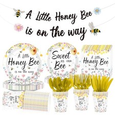 169Pcs Sweet as Can Bee Baby Shower Party Decorations Bee Baby Shower Plates