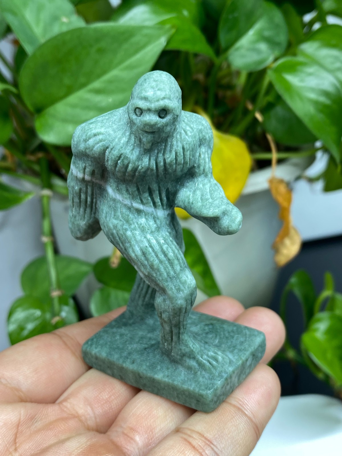 3'' Natural Lu Shan Jade Sasquatch skull carved quartz crystal Reiki gift 1pc