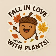 Funny VEGAN Cartoon Car Sticker 9x9cm - Funny Vegan Sticker for Car