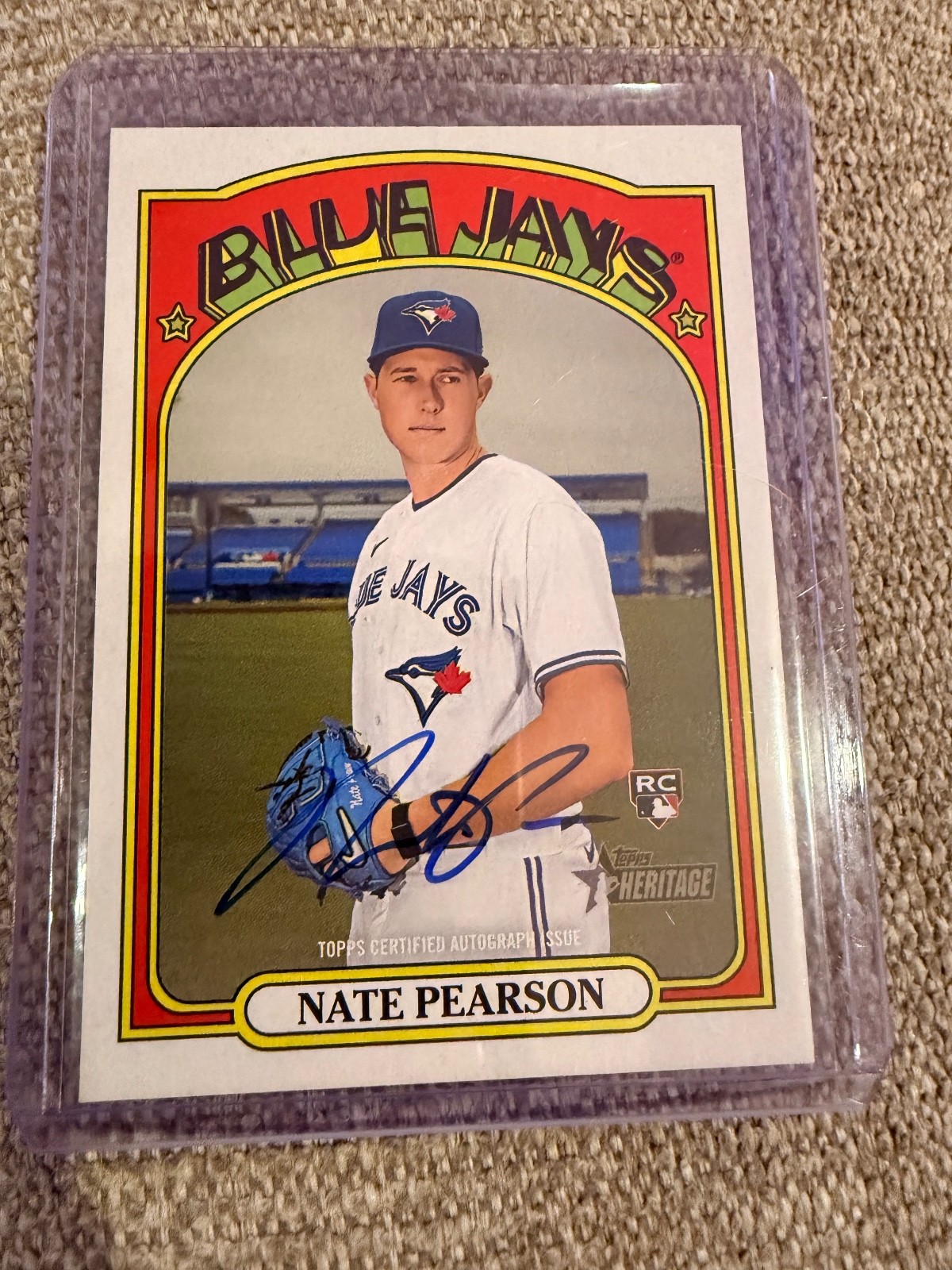 2021 Topps Heritage Nate Pearson RC Auto ROA-NP Real One Autograph Blue Jays