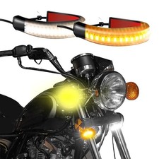 2PCS Motorcycle LED Turn Signal Light, Flexible Switchback Dual-Color White