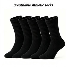 Men's Sports Crew Socks - 5/10 Pairs Cushioned Cotton  White Breathable socks