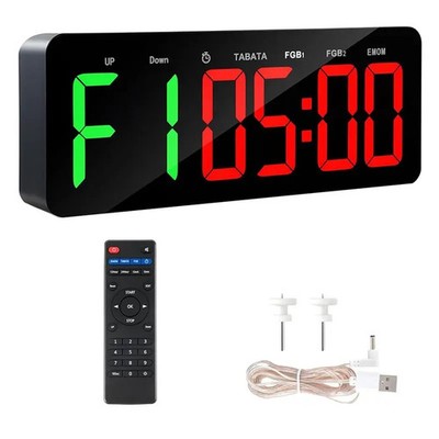 A74E-Gym Timer Clock For Tabata/FBG/EMOM - Large Workout Clock For Home Gym With