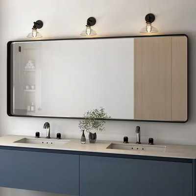 72 In. W X 32 In. H Rectangular Aluminum Framed Wall Bathroom Vanity Mirror in B