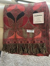 Pashmina Fine Cashmere wool silk scarf wrap shawl. Multicolor, 24 X 72.