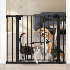 COMOMY Auto Close Baby Gate 29.5-40.5" w/ Cat Door, Extra Wide Dog Gate for Home