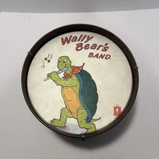 VINTAGE 1960s WALLY BEAR'S BAND Toy DRUM NOBLE & COOLEY Tortoise with flute 8.5"