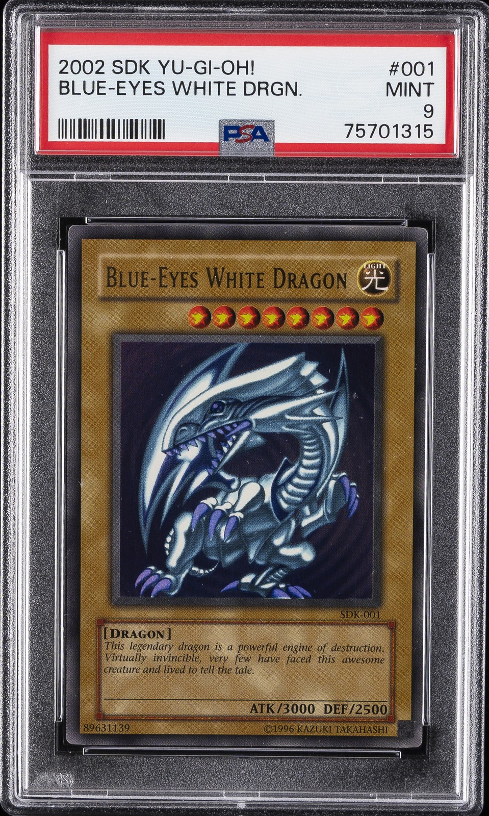 2002 YU-GI-OH! STARTER DECK: KAIBA #001 BLUE-EYES WHITE DRAGON PSA 9