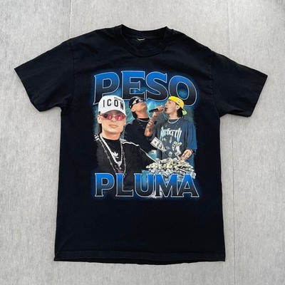 Peso Pluma Shirt Adult Medium Black La Doble P Banda Music Graphic Tee Mens M