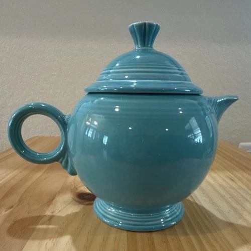 Fiesta Blue Ceramic Tea Pot with Lid Art Pottery Glossy USA