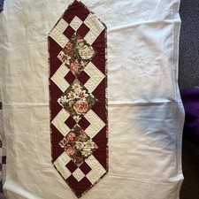 Handmade quilted table runner multicolored ROSE Design 40.5 X12.5