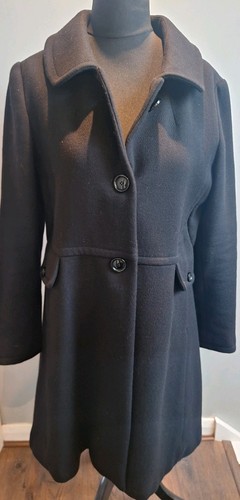 Toast Virgin Wool Coat Black Size 12 Pockets Classic Overcoat - Picture 7 of 11