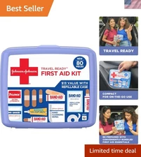 Johnson & Johnson Travel First Aid Kit - 80-Piece Portable Solution for Families