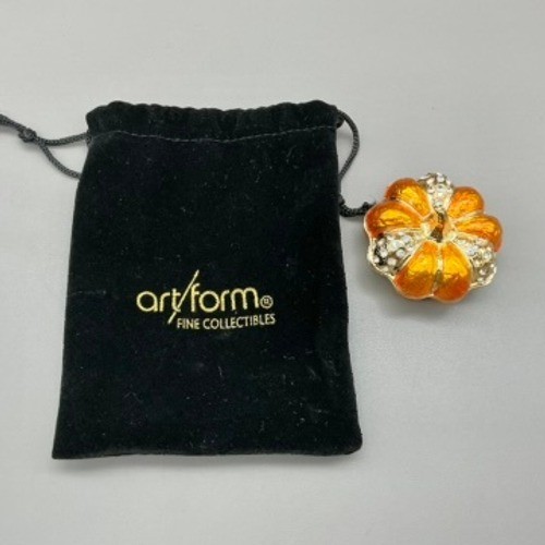 Art Form Golden Gourd Pumpkin Trinket Box AF601 Rhinestone Enamel Objet D'Art