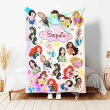 Personalized Disney Princess Fleece Blanket Gift For Friends 3