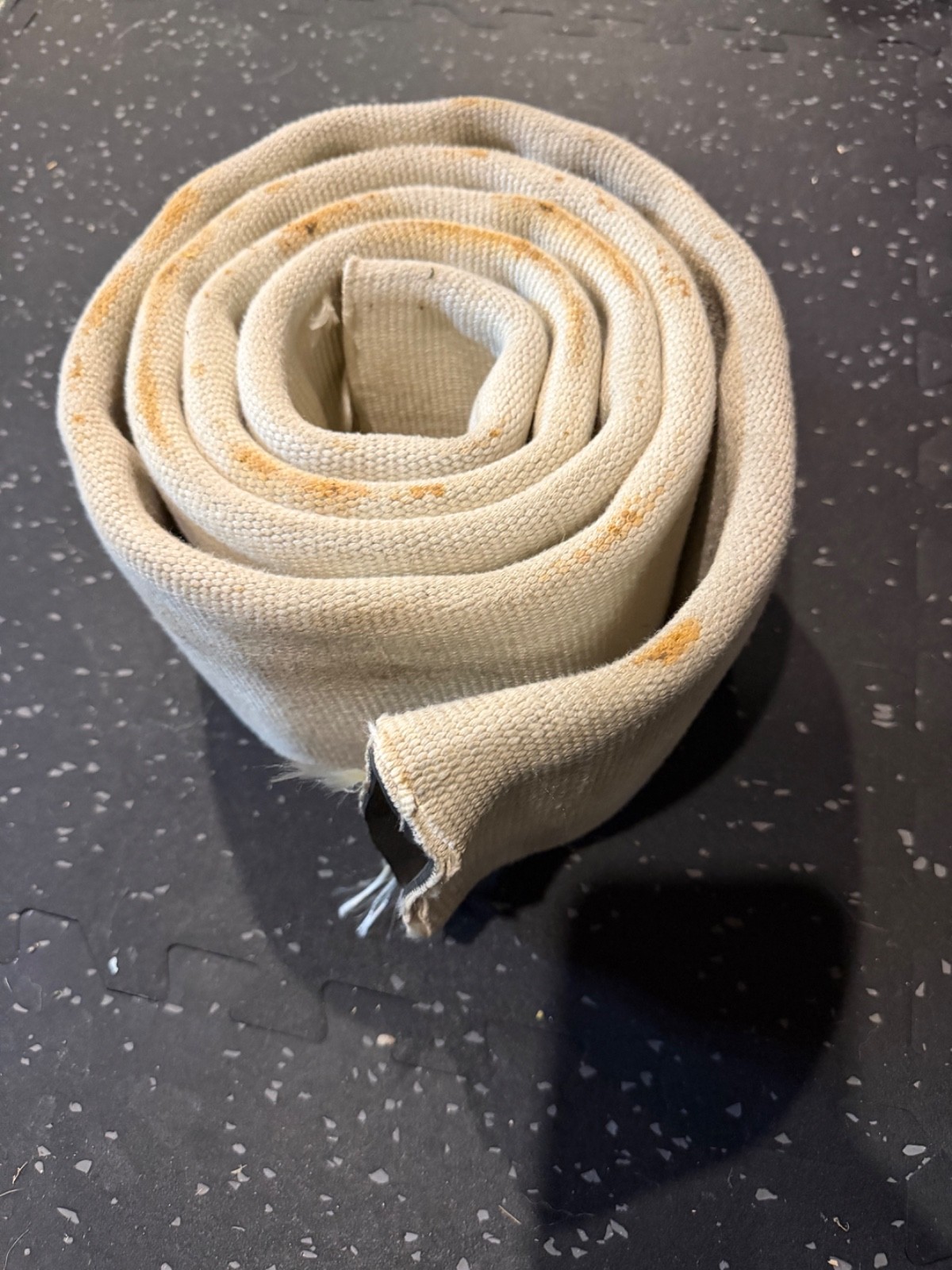 5 1/4" wide (white) Fire hose for boat docks, abrasion protection. 7’ length