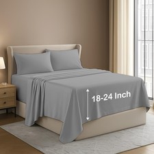 4 Piece King Extra Deep Pocket Set, 100 Egyptian Cotton, Soft and Breathable...