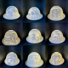 Lithophane Porcelain Ceramic Dome Candle Tealight Holder Votive - Gift Boxed