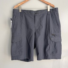 Chaps Washed Cotton Cargo Shorts Gray Twill Hiking Outdoor Size 38 NWT