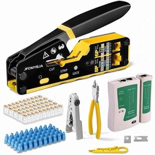 RJ45 Crimp Tool Kit Pass Through Ethernet Crimper Network Cable Tester Tool