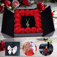 Rosenbox Ewige Rose mit Halskette Ewige Blume Geschenkbox Valentinstag Geschenke