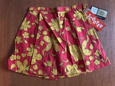 Vintage Flower Power Skort Skirt Red Yellow Hippie Mod Scooter New W/ Tags NOS