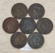 WPCoins ~ 1820/19, 1822, 1825, 1826, 1827, 1828, 1829 (7) Large Cents