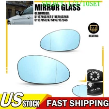 Blue Heated Side Wing Mirror Glass For BMW E90 E92 E87 E88 04-09 Pre-LCI 1~10X